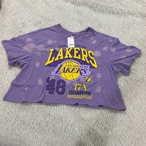 NBA Lakers women’s purple cropped tie dye t shirt NEW